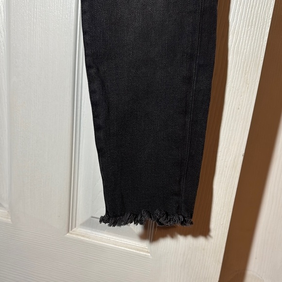 LOFT Modern High Rise Frayed Hem Ankle Skinny Jeans Black Wash Denim - Picture 4 of 7